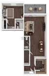 Montana Agave Apartments 1 Bedroom 1.5 bath floor plan layout